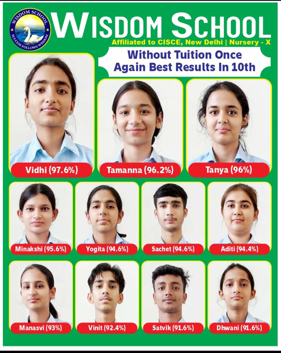 Board Results at Wisdom School Hisar